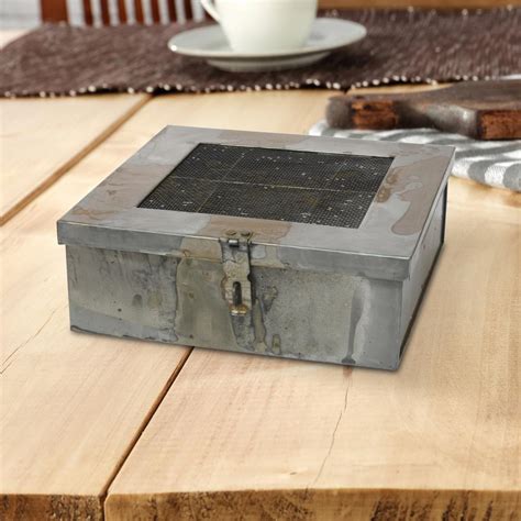 galanized metal box|metal box with hinged lid.